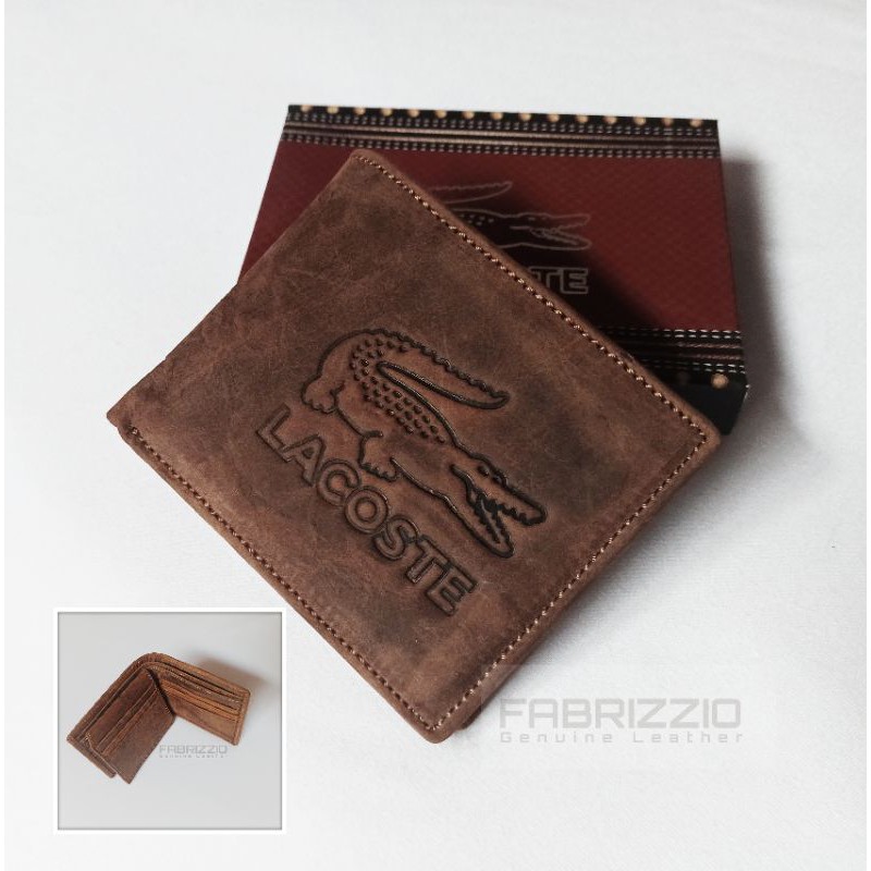 dompet kulit asli Lacoste coklat