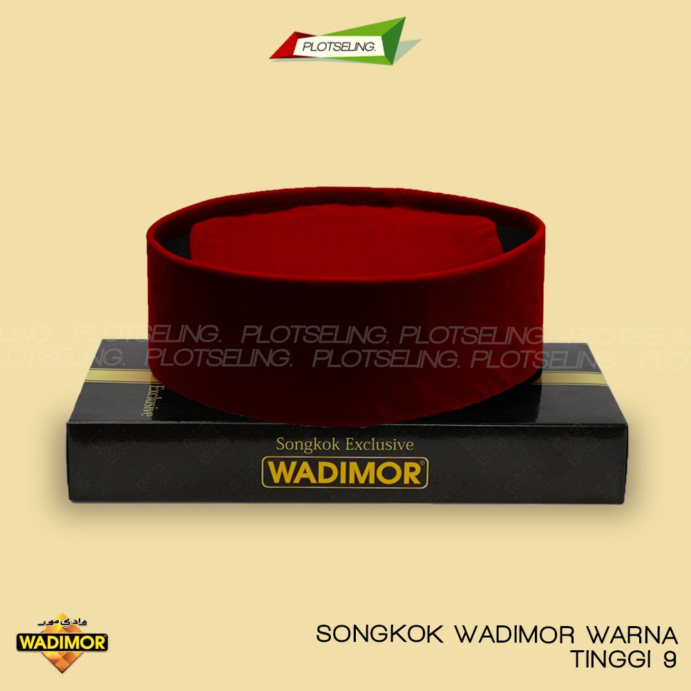 Songkok Wadimor AC Tinggi 9 ORIGINAL Warna Maroon Merah Hijau Peci Solat Pria Dewasa Kopiah Sholat Anak Laki Santri Pesantren Polos Kopyah Haji Beludru Pendek Motif Putih Hitam Full Bludru Bordir Batik NU Ori Kopeah Bulat Shalat Si Pitung Jawara Betawi