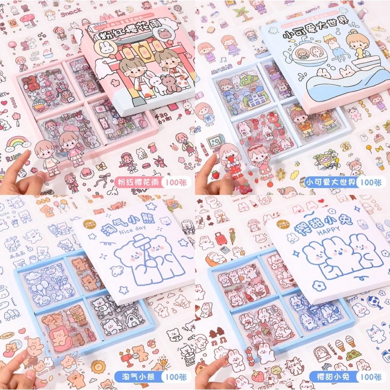 KENSHO [COD] Sticker Set PVC Isi 100 Aesthetic Waterproof Stiker Deco Botol Tumblr DIY Gelas Casing Hp Anti Air