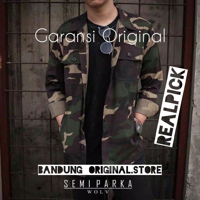 Garansi Original - Jaket Semi Parka Pria Loreng Army Wanita Unisex Cowok Terbaru