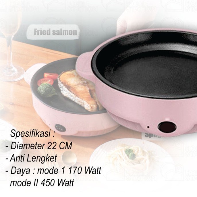 Panci Elektrik Korean Pan Fried 22 CM Panci Listrik Panci Elektrik BBQ Multifungsi / Panci Travel 8322