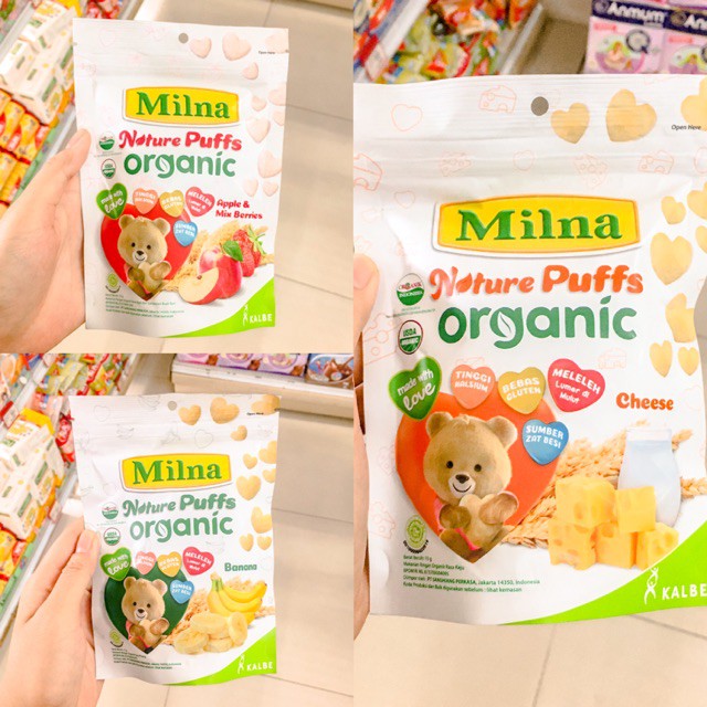 MILNA - NATURE PUFF PUFFS ORGANIC POUCH 15 GRAM / CEMILAN BAYI ORGANIK