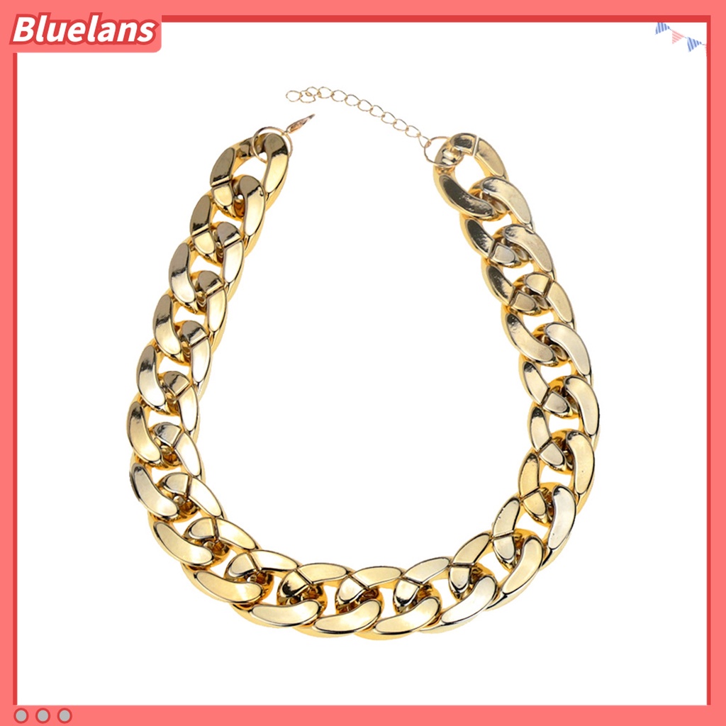 Bluelans Kalung Rantai Choker Bahan Alloy Tebal Dapat Disesuaikan Gaya Hip Hop Untuk Wanita
