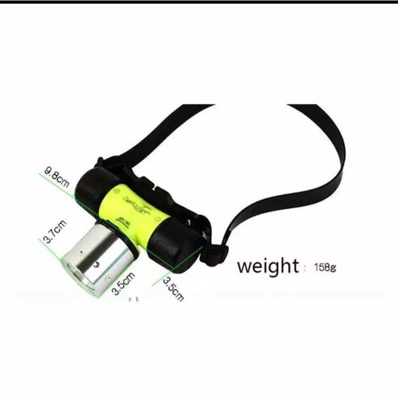 Senter Kepala Selam Diving // Profesional Waterproof Headlamp // Kedalaman Hingga 80-100m