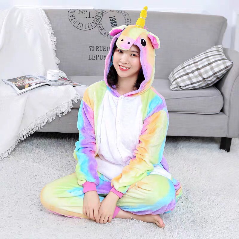 BAJU ONESIE UNICORN RAINBOW PELANGI KUDA PONY PIYAMA KOSTUM COSPLAY