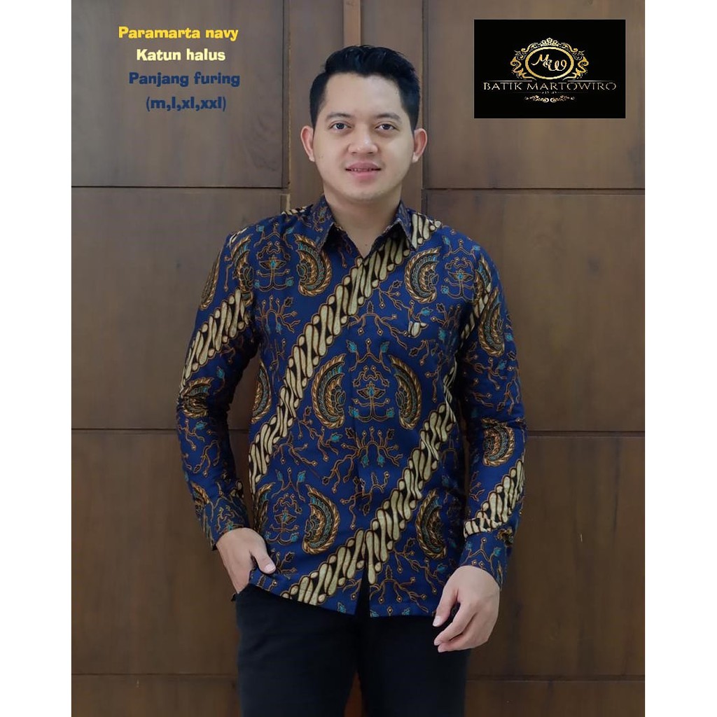 PARAMARTA NAVY kemeja batik pria modern batik pria kantor batik terbaru baju batik BSO OFFICIAL