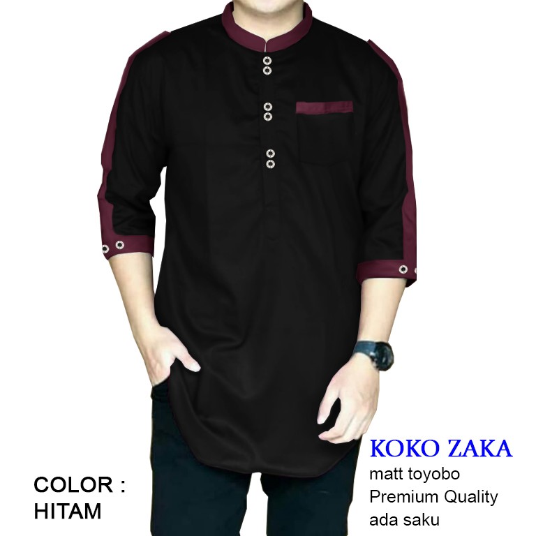 CGF 59300-61200-63219-65259-67137-69115 KOKO ZAKA Baju Koko Qurta Pria,Baju Koko Pria Terbaru,Termurah&Terlaris.-Hitam