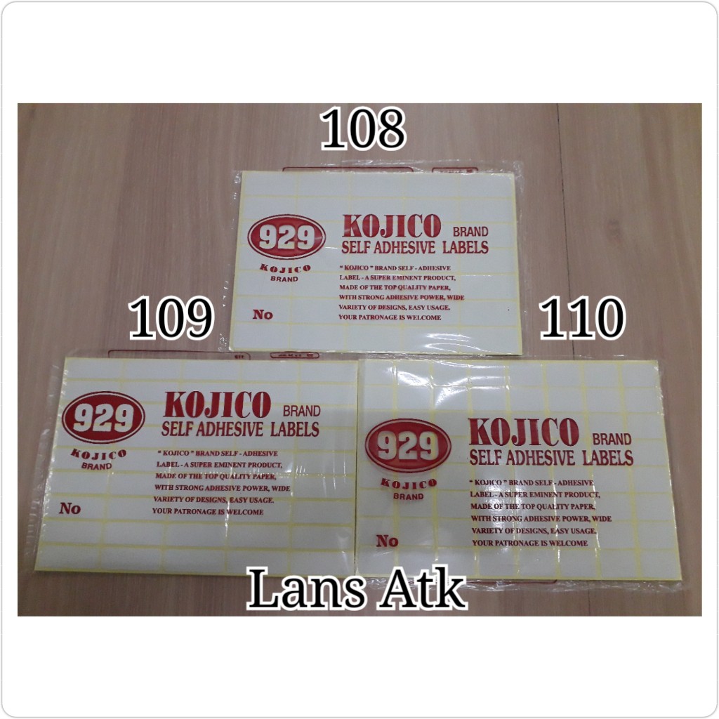 

Label Harga Kojiko No.108, No.109,dan No.110 tempelan harga tempelan nama