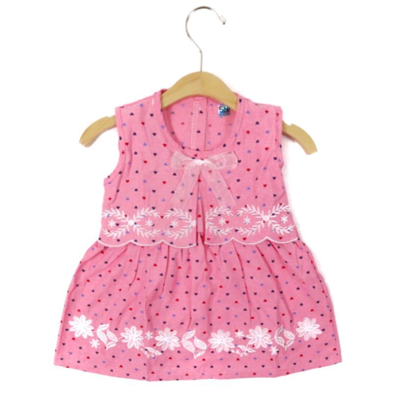 DRESS FASHION BABY BAJU ANAK PEREMPUAN MOTIF POLKADOT LOVE BAHAN KATUN 1 TAHUN