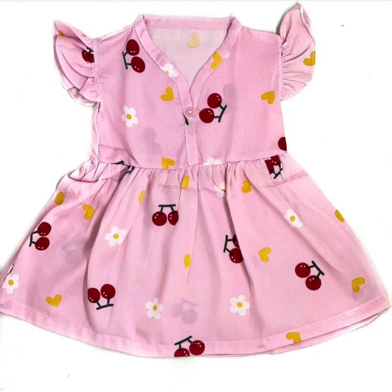 Dress Rayon Anak Bayi Perempuan / Dress Rayon Bayi / Daster Bayi / Daster Anak Perempuan / Dress Anak Termurah / Dress Bayi Termurah / Baju Bayi Terlaris / Baju Anak Terlaris / Pakaian Anak Murah / Pakaian Bayi Murah-Cherry 🍒