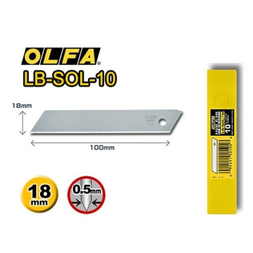 

Olfa LB-SOL-10 Spare Solid Blade 18mm Isi Ulang Cutter Refill Cutter
