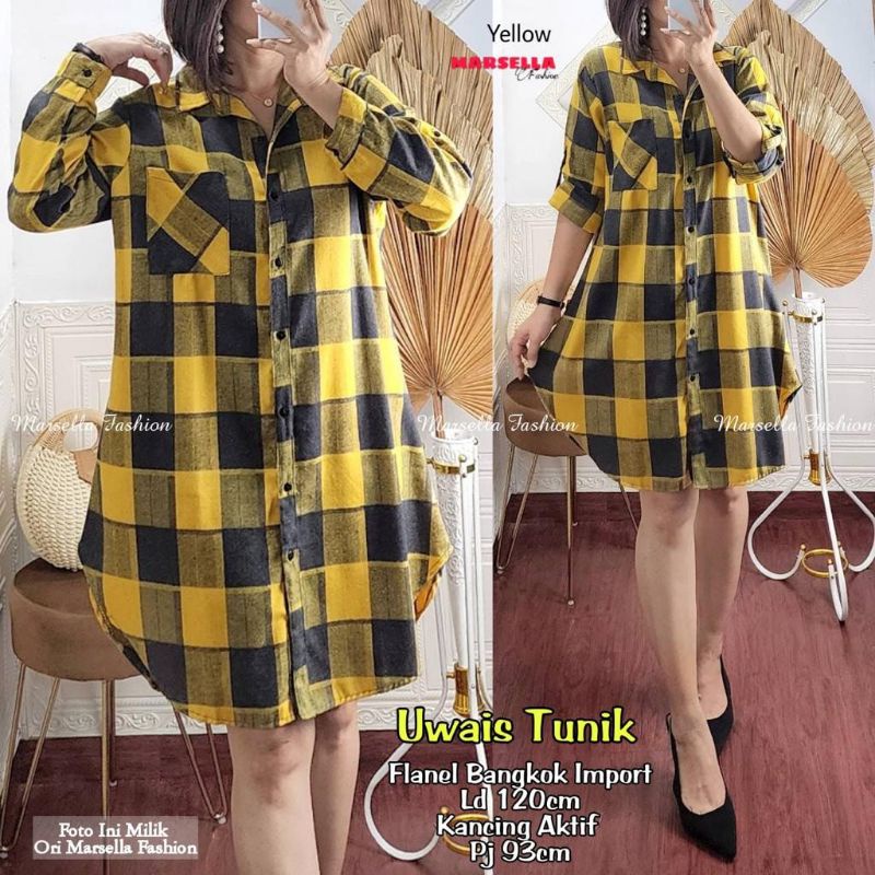 UWAIS TUNIK FLANEL || LD 120 PJ 93 BY MARSELA