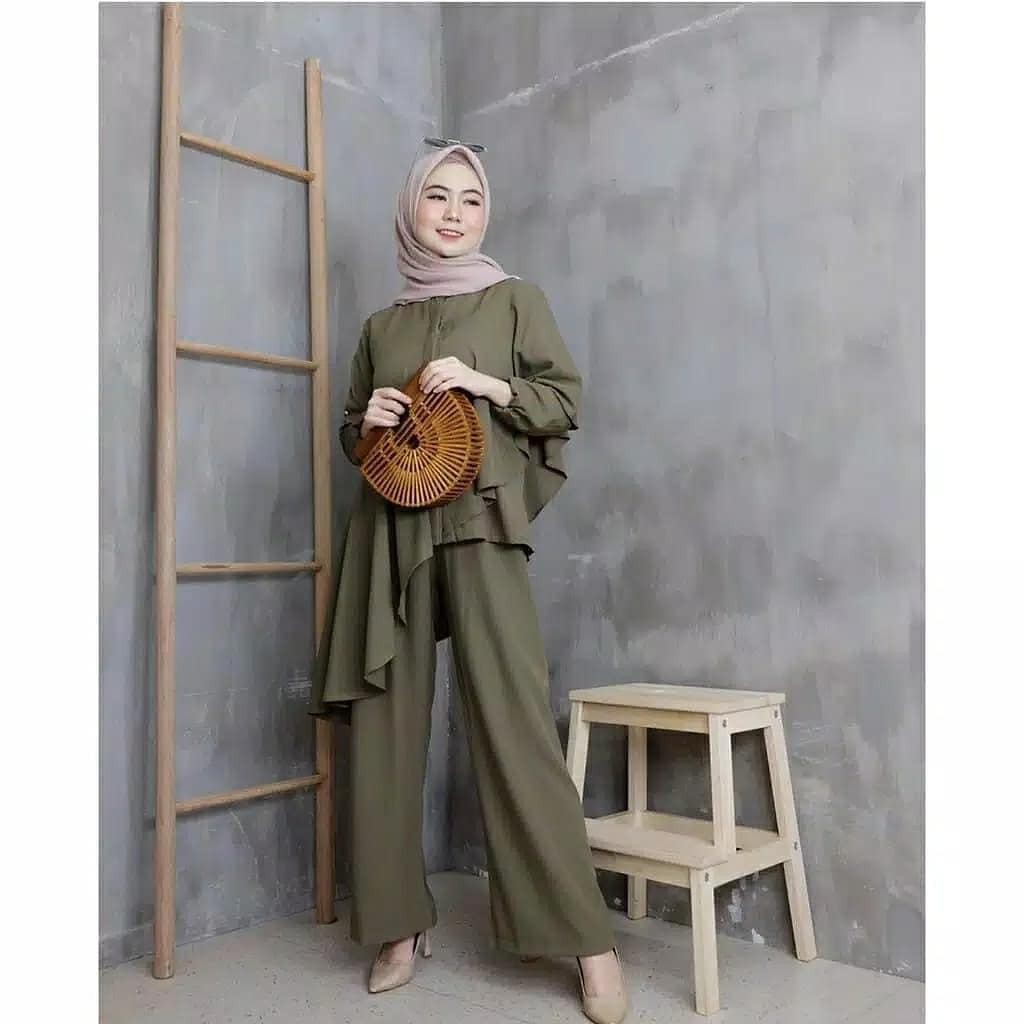 SET TRENDY MURAH MACARIA SET Bahan Mosscrepe Setelan Wanita Termurah Trendy Modern 2021