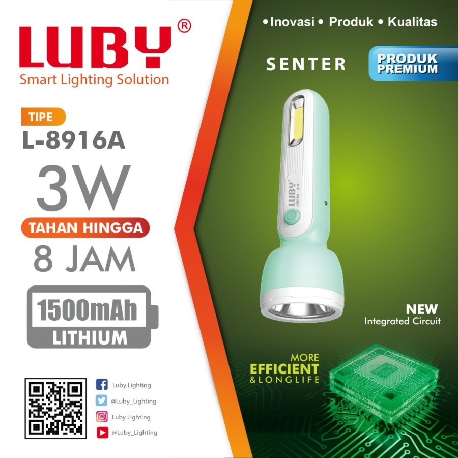 Luby L8916A Senter LED Super Terang / Lampu Emergency 2 in 1