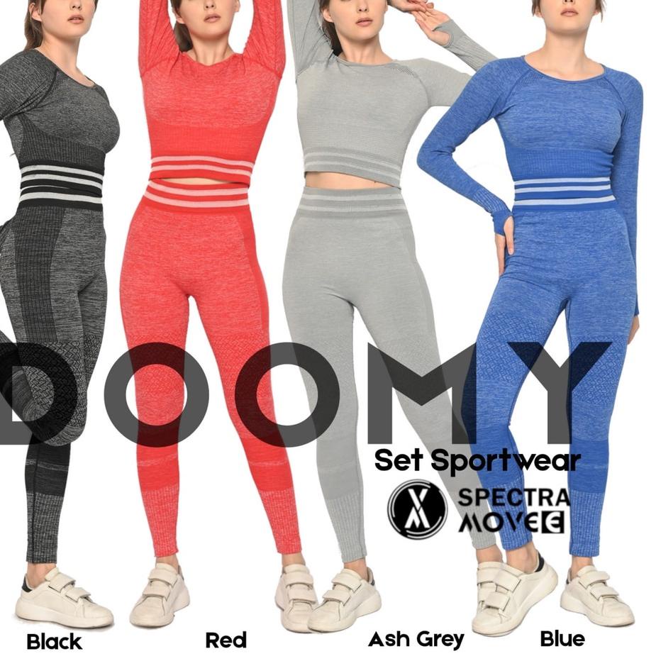 Keluaran Terbaru.. Setelan senam DOMMY SET baju senam wanita celana senam legging sport setelan olah