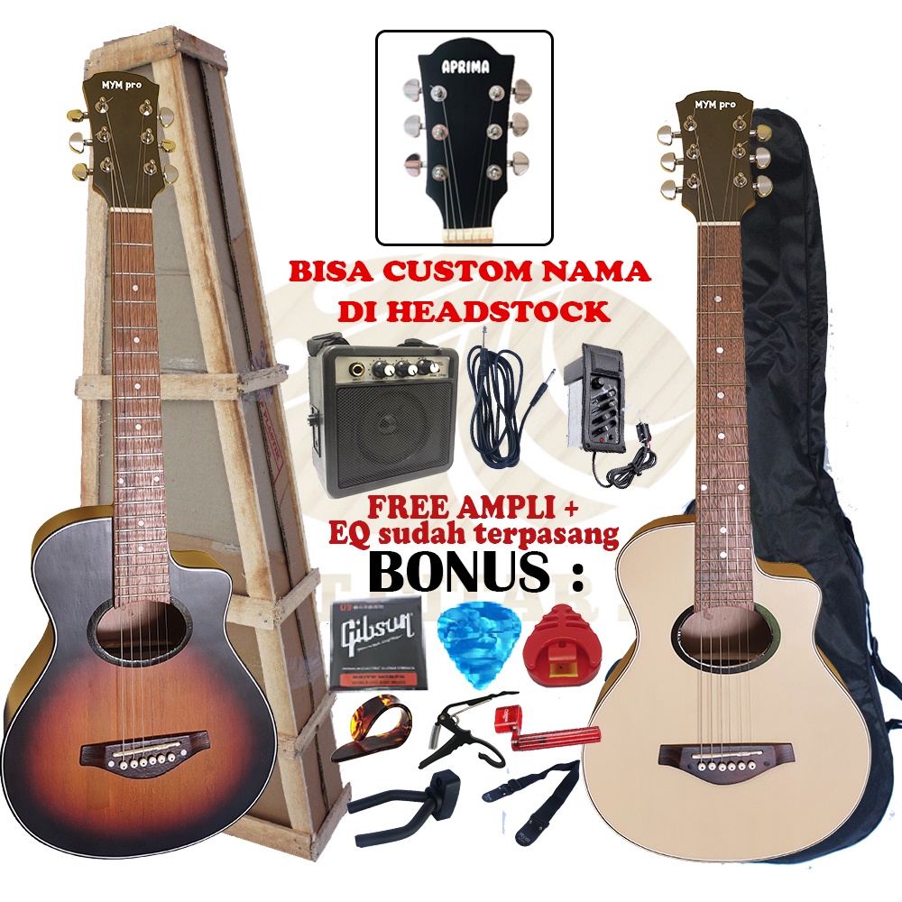 Gitar Akustik Elektrik Custom Ukuran 3/4 Free Packing Kayu