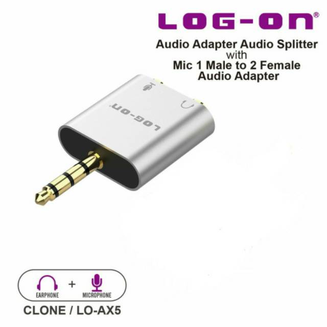 Log-On Audio Splitter Earphone&amp;Microphone 2IN1 LO-AX5 Male to 2 Female