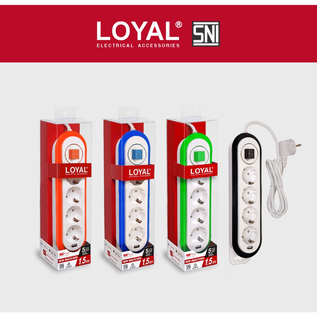 Stop Kontak Loyal 6 Lubang /Stop Kontak Loyal 4 Lubang / Stop Kontak 4 Lubang / Stop Kontak 6 Lubang / Stop Kontak / Stop Kontak LY-266USB / Stop Kontak Loyal / Stop Kontak 6Lubang + 1Saklar + 1USB Charger + Kabel 1,5m Loyal LY266U