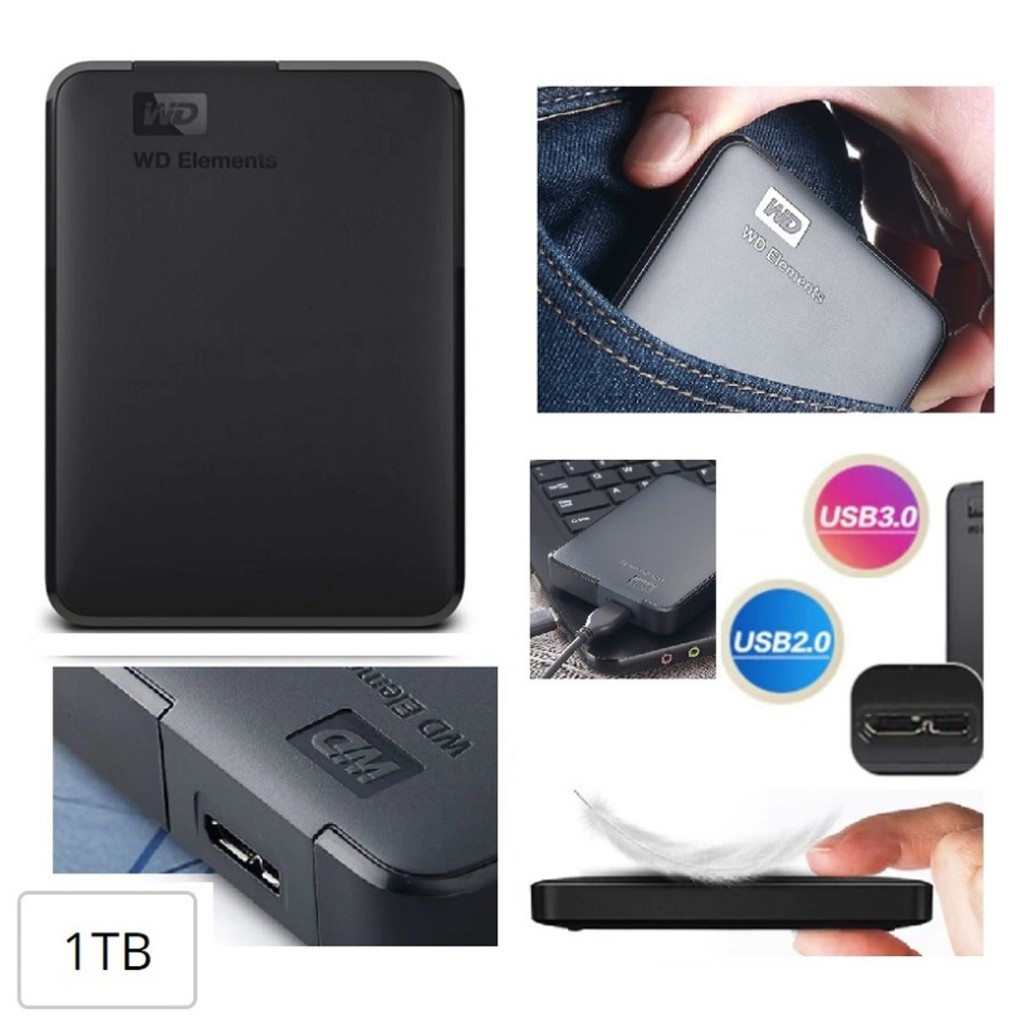 AE708 External Hard Disk WD Elements 2.5Inch HDD 5400rpm 1TB Ori