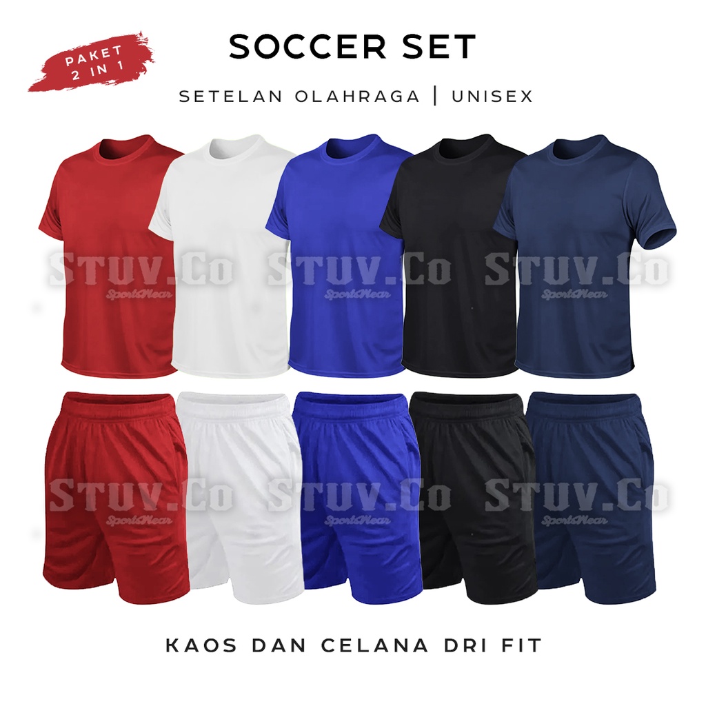 PAKET 2IN1 STELAN KAOS DAN CELANA PENDEK DRIFIT OLAHRAGA PRIA WANITA
