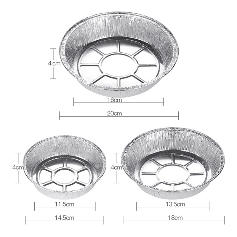 10 Pcs Piring Kertas Aluminum Foil Bentuk Bulat Sekali Pakai Tahan Minyak Untuk Piknik