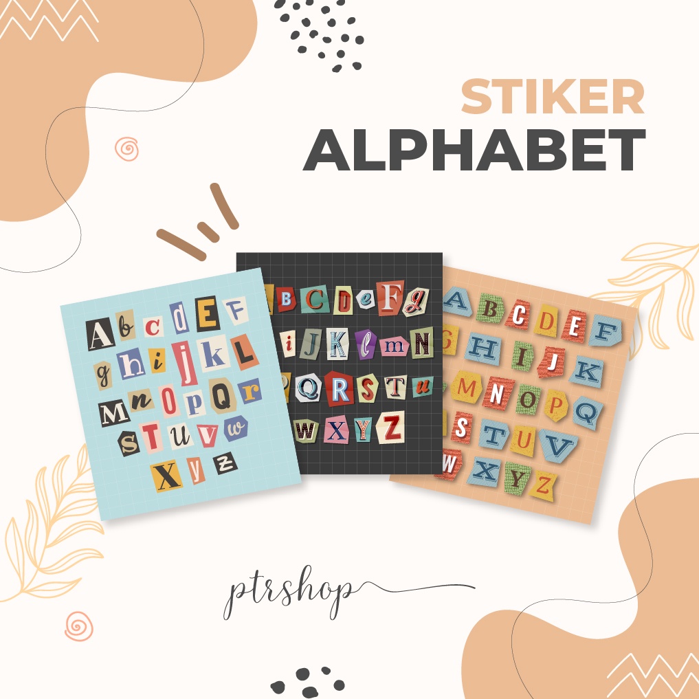 

STIKER HURUF AESTHETIC / STIKER ALPHABET RETRO / STIKER DEKORASI