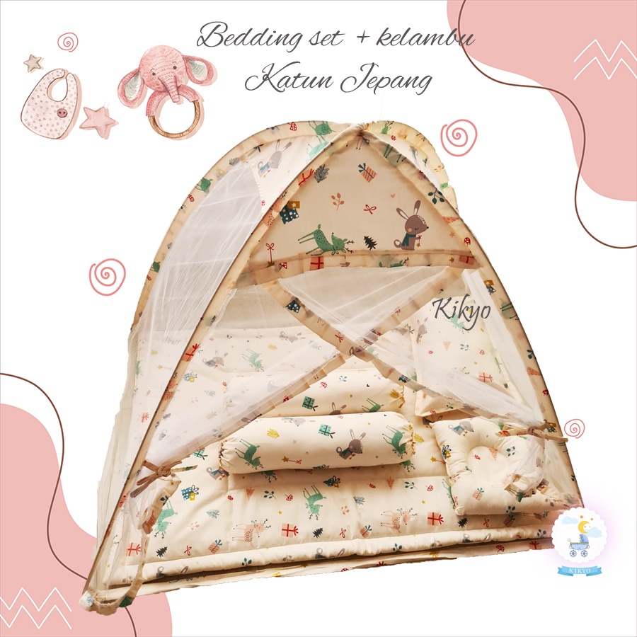 Bedding set baby dan kelambu katun jepang / set kelambu bedding baby / bed set bayi kelambu