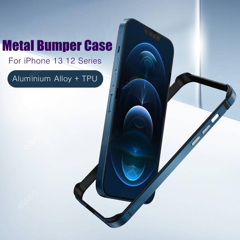 Casing Bumper Case Metal Aluminum Alloy + Silikon Untuk iPhone 12 / 13 Pro Max Mini / 12 / 13