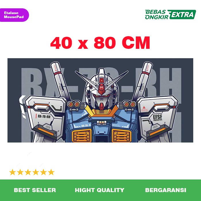 Gaming Mouse Pad XL Desk Mat 400 x 800mm Ukuran Besar Anti Slip karakter Gundam