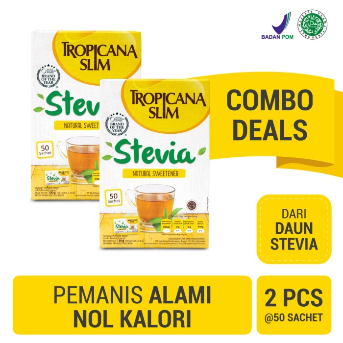 

Fe08774g Twin Pack (2 Pcs) - Tropicana Slim Stevia 50 Sachet F3E1F111