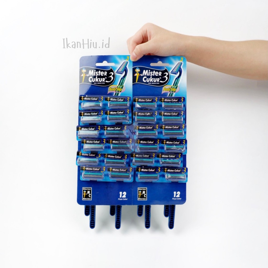Pisau Cukur Kumis - Alat Cukur Jenggot - Mister Cukur Pisau 3 Mata Biru