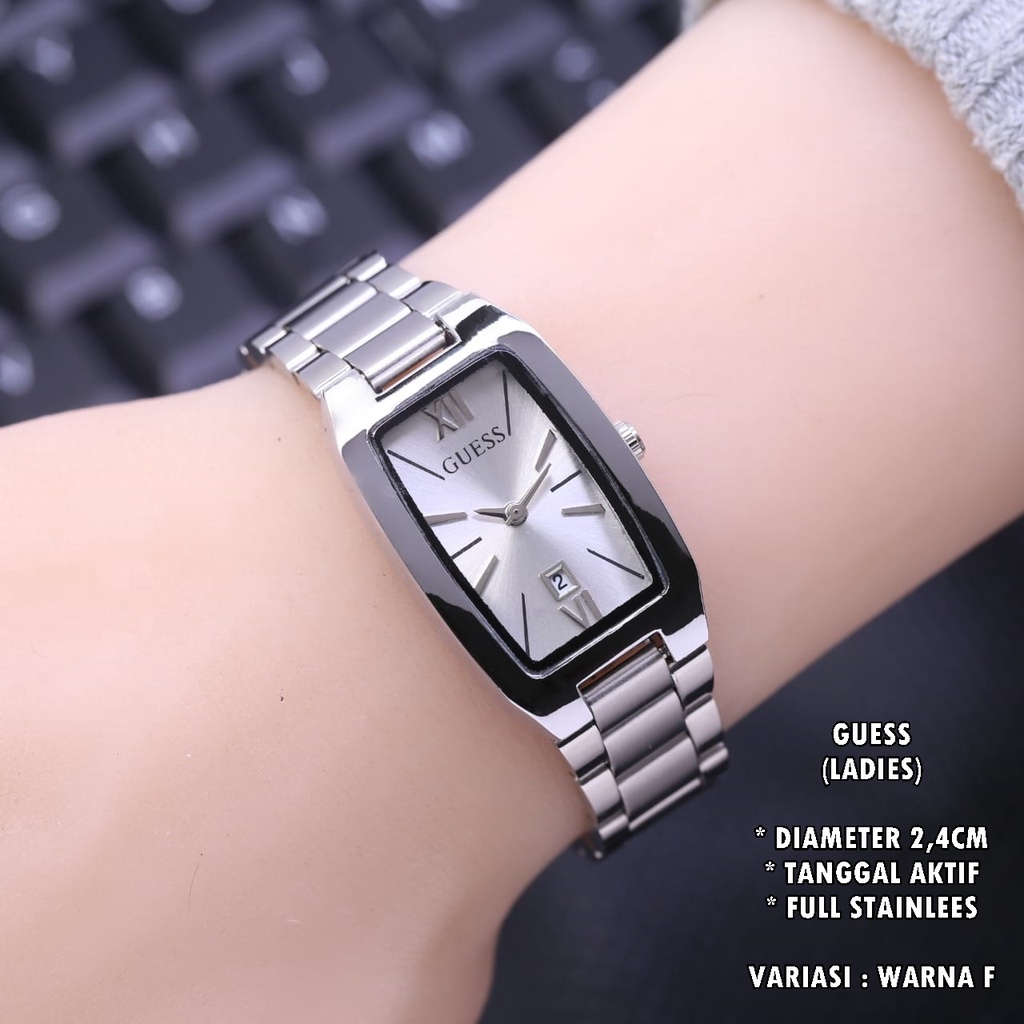 (BISA COD) JAM TANGAN WANITA GUESS RANTAI BODY CAPSUL OVAL TANGGAL AKTIF