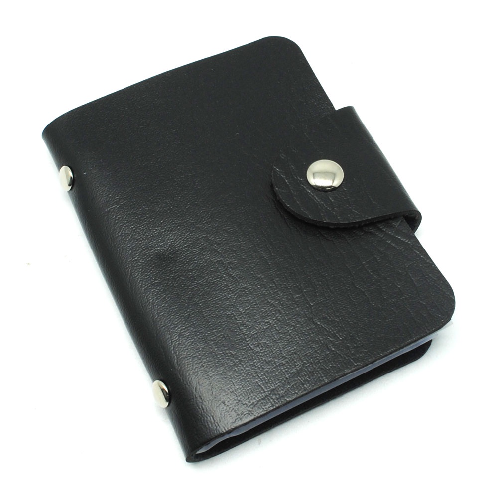 Dompet Kartu isi 24 Slot Bahan Kulit - Black