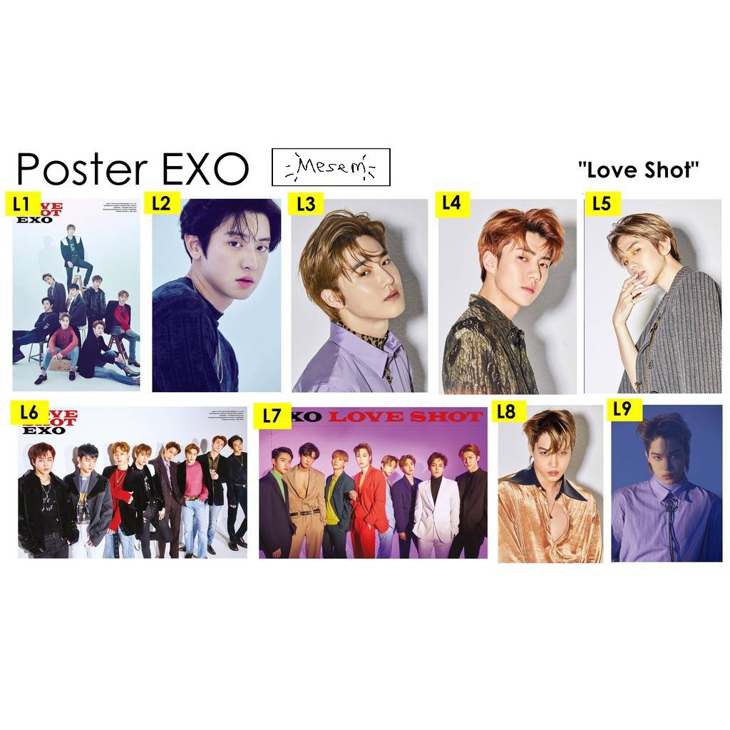 Poster EXO "LOVE SHOT" Kpop Sehun Chanyeol Suho D.O