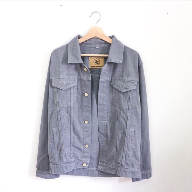 Kode Oversize Jaket  Denim Warna  Grey  Size M L XL XXL 