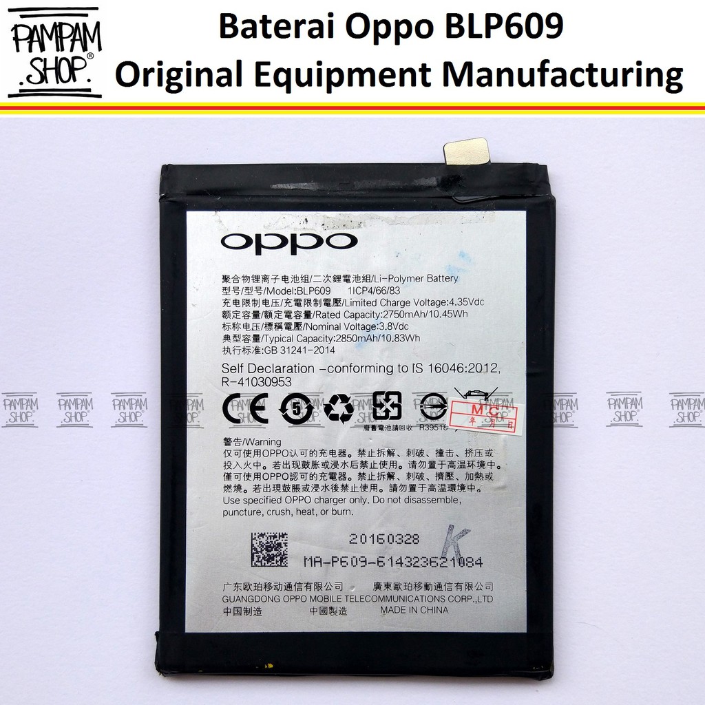 Baterai Oppo BLP609 F1 Plus F1+ R9 Original OEM Batre Batrai Battery HP BLP 609 Handphone