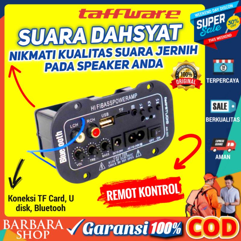 Amplifier Bluetooth Rakitan Mini Mobil Dan Rumah Stereo Bass Treble Volume Board Audio USB Radio TF 30Watt TaffSTUDIO