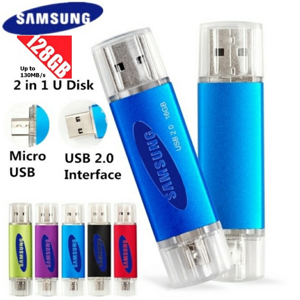 Flashdisk / Flash Drive 2 in 1 Samsung OTG USB 2.0 128GB / Flashdisk OTG Samsung-All SmartPhone