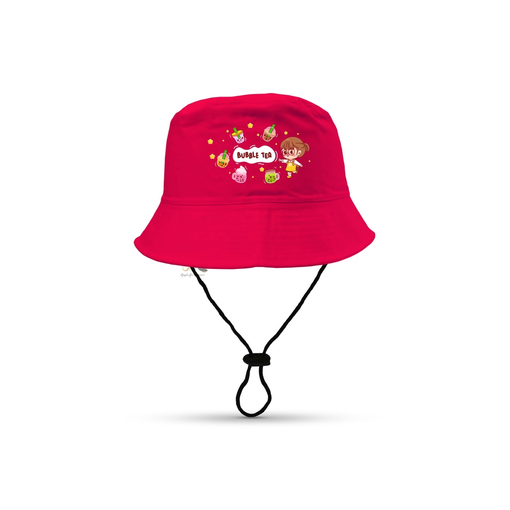 Topi Bucket Hat anak sablon BOBA/Bucket Sablon BOBA