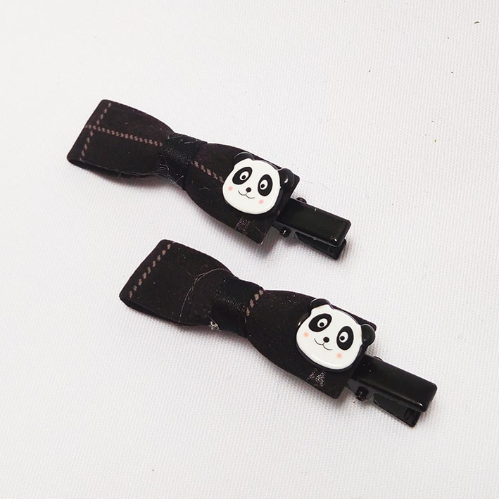 PGS-039 PANDA BLACK ISI 2 Jepit Rambut Pita Karakter Line Friends