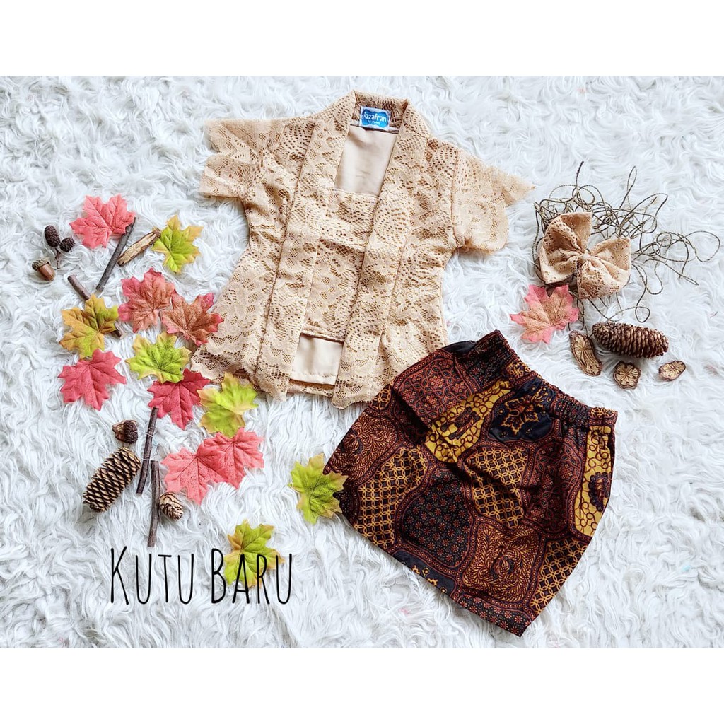 Baju Kebaya Anak Kutubaru Size 8-10 Tahun Warna Coklat (ReadyStock)