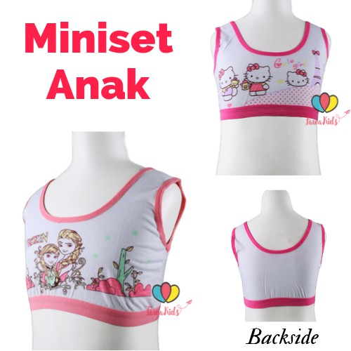 (Dasar Putih) Miniset Perempuan / Anak SD Mini Set Pakaian Dalam Karakter Import Murah Kartun Cewek