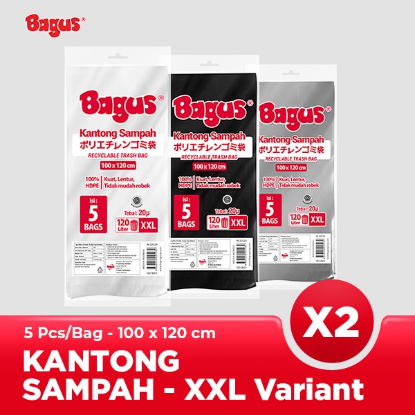 Twin Pack Bagus Kantong Sampah / Trash Bag XXL 5 Uk 100 x 120 cm 120 L