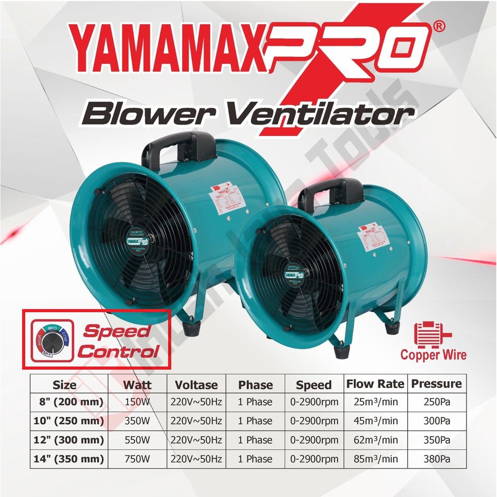 YAMAMAX PRO Portable Ventilator 10 Inch - Kipas Blower Exhaust Angin