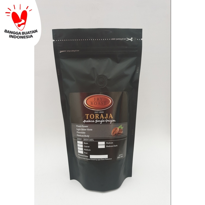 

NEW KOPI ARABIKA TORAJA (BIJI/BUBUK) 250 GRAM - BIJI