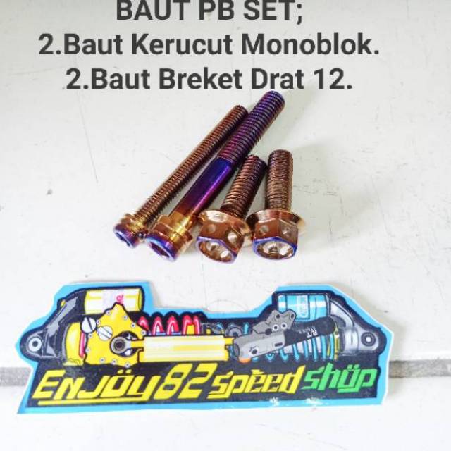 Baut Set Probolt Kerucut Monoblok Plus Baut Pb Breket Drat 12 Two Tone