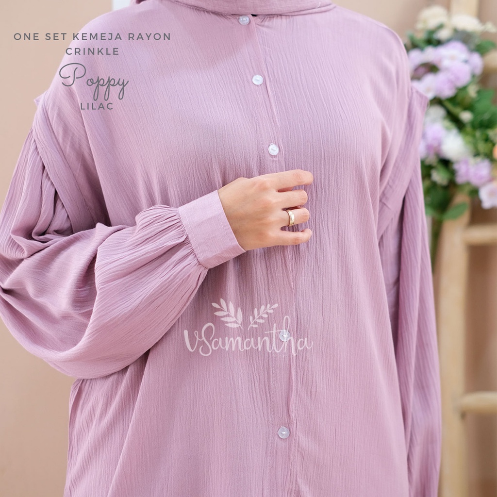 Pajamas / Piyama One Set Kemeja Rayon Crinkle Premium Poppy