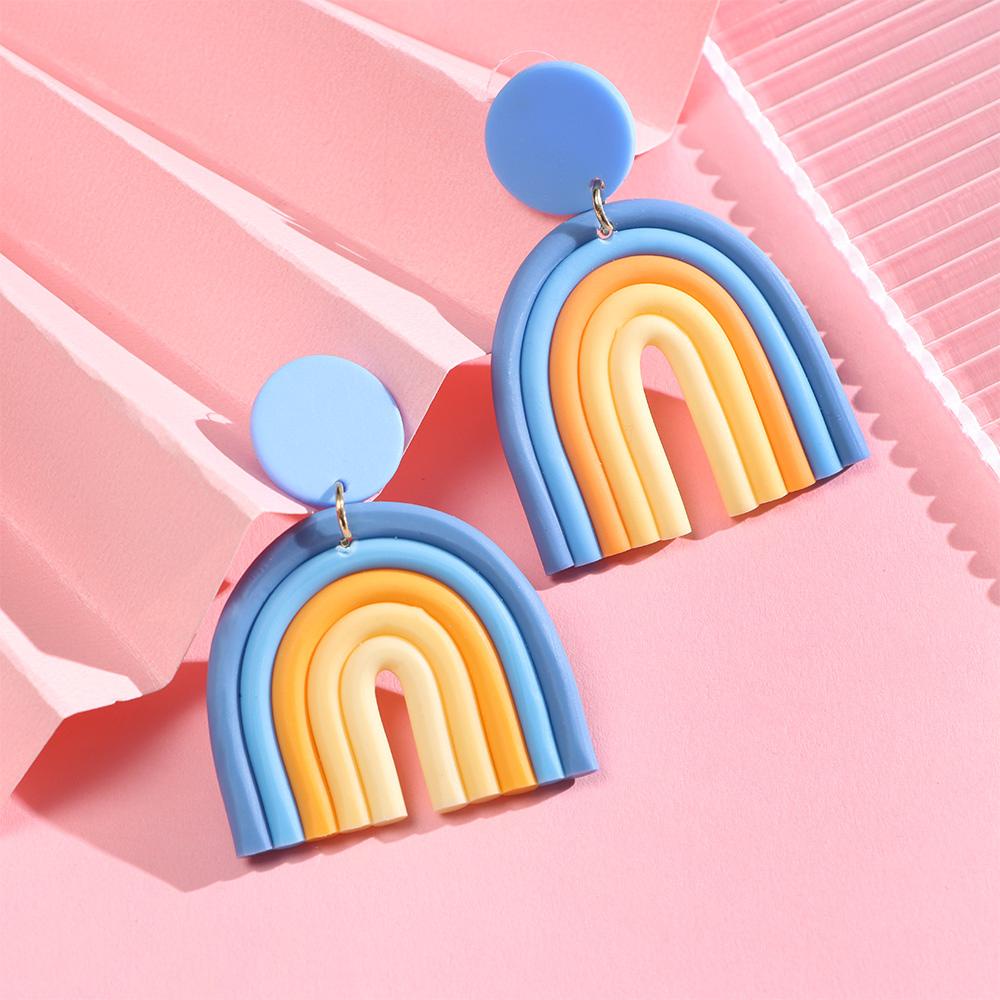 R-flower Menjuntai Drop Earrings Lucu Gradasi Retro Candy Color