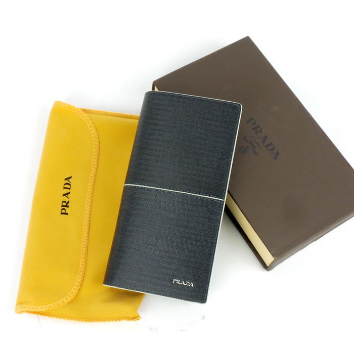Dompet panjang pria kulit asli murah terbaik - Prada SSR-2621 Grey