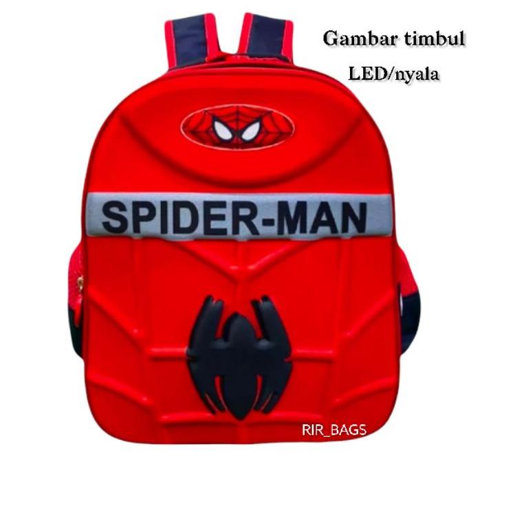 Tas sekolah anak spuderman TK LED/Tas ransel sekolah anak TK LED/Tas anak karakter Spiderman TK/Tas 